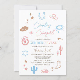 Invitación Revelación de género occidental vaquero o vaquera