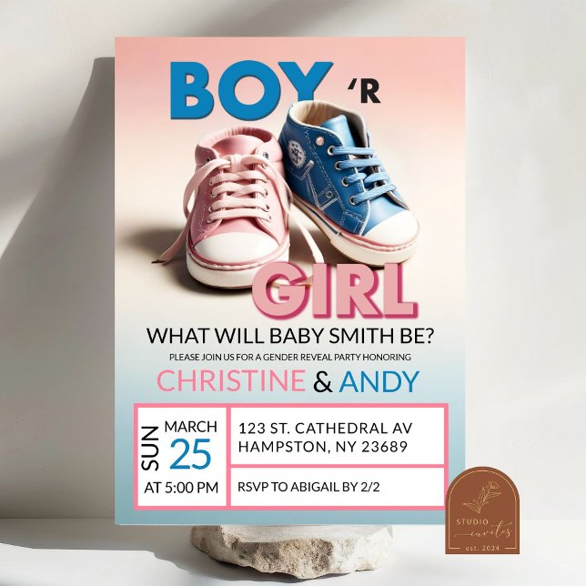 Invitación Revelación de género pastel rosa y azul (Subido por el creador)