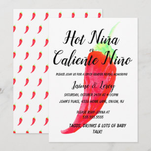 Invitación Revelación de Género Pimienta Picante Niña Niño