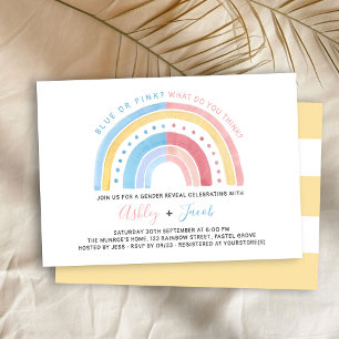 Invitación Revelación de género Pink Azul Amarillo Pastel Arc