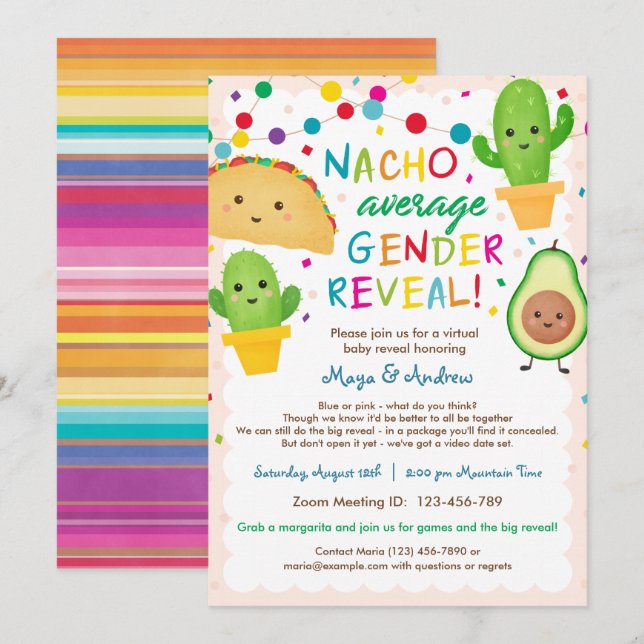 Invitación Revelación de género promedio de Nacho - Baby Show (Anverso / Reverso)