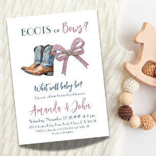 Invitación Revelación de género rosa azul de los boots o arco
