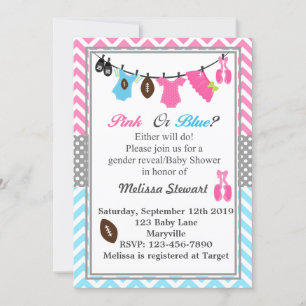 Invitación Revelación de género rosa o azul