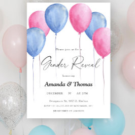 Invitación Revelación de género rosa o azul de los globos