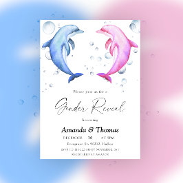 Invitación Revelación de género rosa o azul delfín