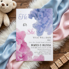 Invitación Revelación de Género Rosa y Azul Elegante