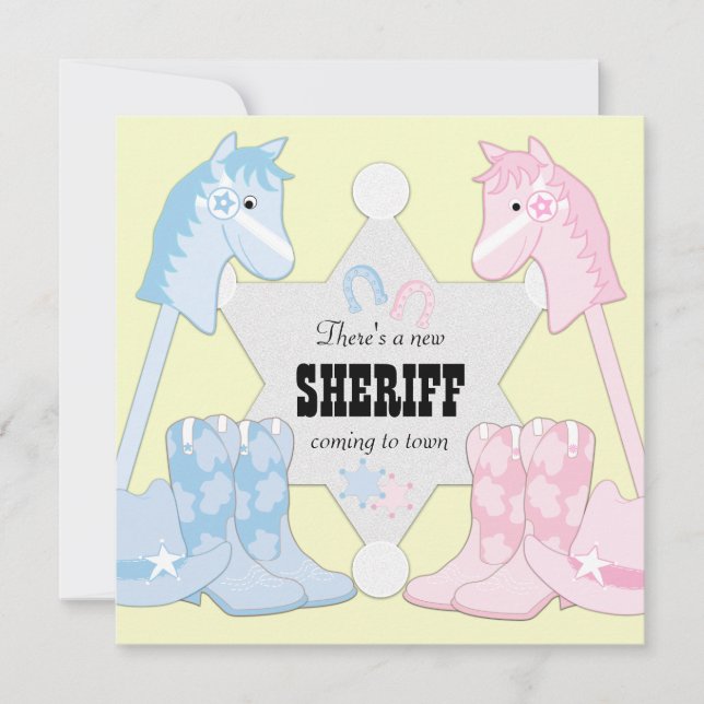 Invitación Revelación de género Sheriff Cowboy (Anverso)