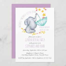 Invitación Revelación de género Twinkle Twinkle Elephant Lila