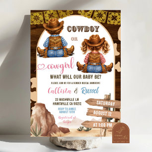 Invitación Revelación de género vaquero o vaquera occidental 