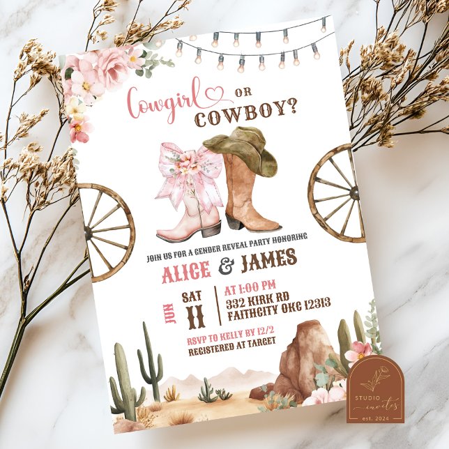 Invitación Revelación de género: vaqueros o vaqueras (Subido por el creador)