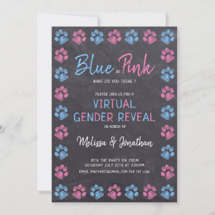 Invitación Revelación de género virtual rosa azul de cartón