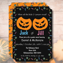 Invitación Revelación de Halloween Jack o Jill O-Lantern