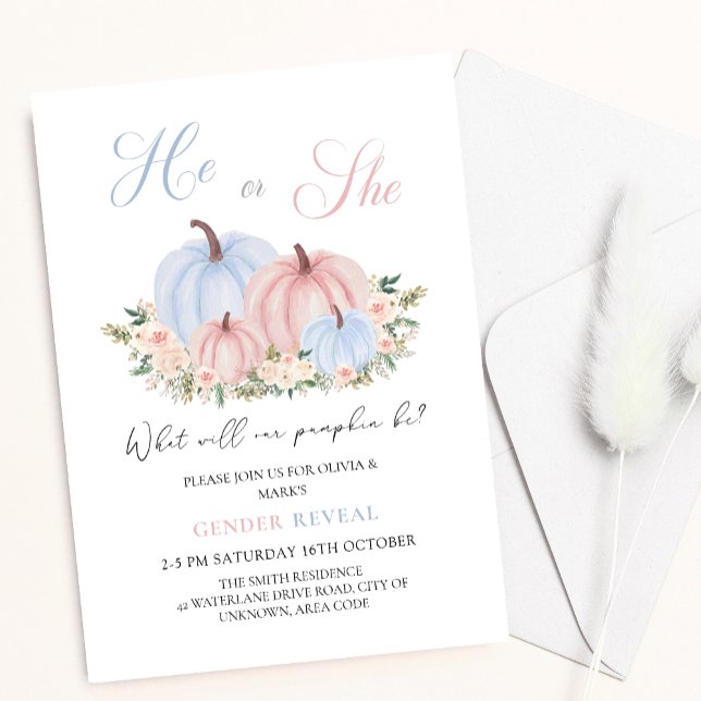 Invitación Revelación de sexo de bebé de calabaza de otoño (Subido por el creador)