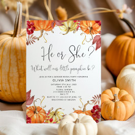 Invitación revelación de sexo de caída de calabaza naranja