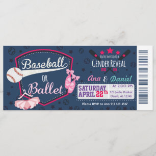 Invitación Revelación de sexo de los bebés - Ballet o Basebal
