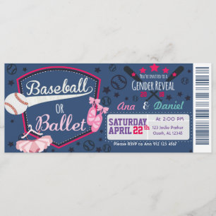 Invitación Revelación de sexo de los bebés - Ballet o Basebal
