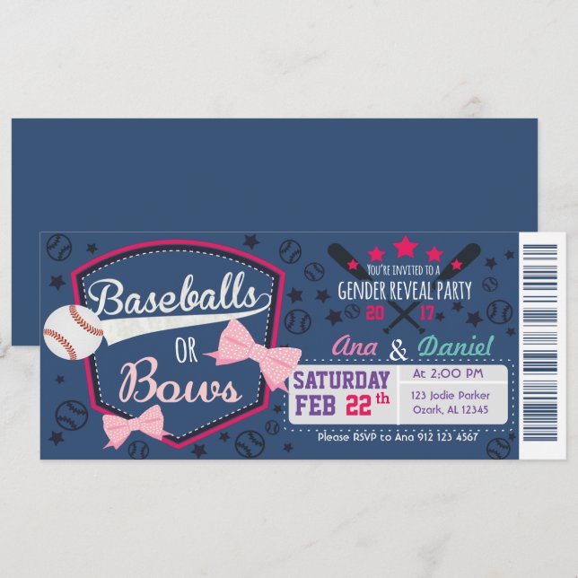 Invitación Revelación de sexo de los bebés - Balnearios o arc (Anverso / Reverso)