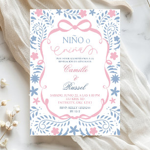 Invitación Revelación de Sexo Spanish Blue Pink Cielito Lindo