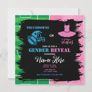 Invitación Revelación del género azul rosa del tutus