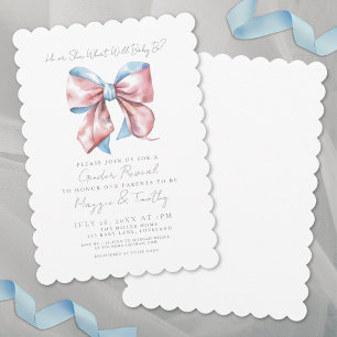 Invitación Revelación del género con lazo rosa y azul