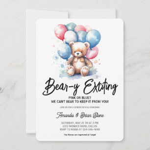Invitación Revelación del género de globos de oso muy emocion