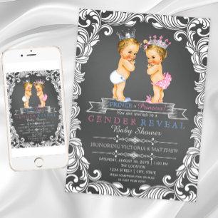 Invitación Revelación del género de Príncipe o Princesa con t