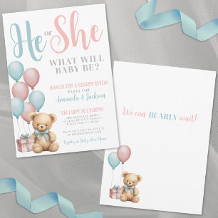 Invitación Revelación del género del osito de peluche