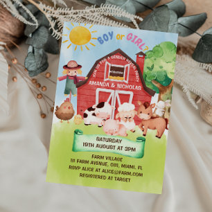 Invitación Revelación del sexo de animales de granja