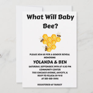 Invitación Revelación del sexo de Baby Bee
