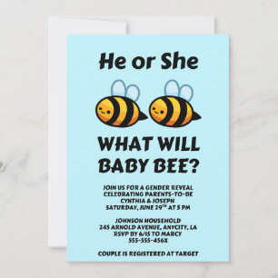 Invitación Revelación del sexo de Baby Bee
