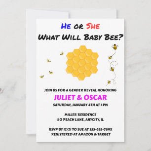 Invitación Revelación del sexo de Baby Bee