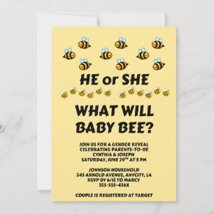 Invitación Revelación del sexo de Baby Bee