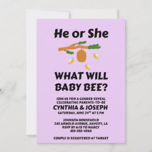 Invitación Revelación del sexo de Baby Bee