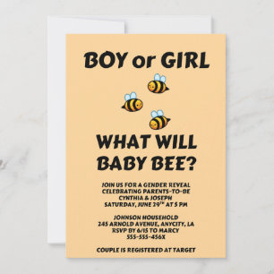 Invitación Revelación del sexo de Baby Bee