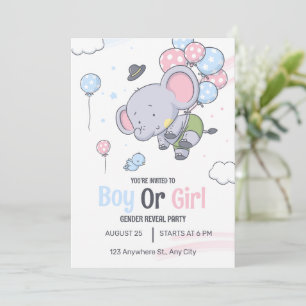 Invitación Revelación Del Sexo De Elefante Lindo Niño O Niña