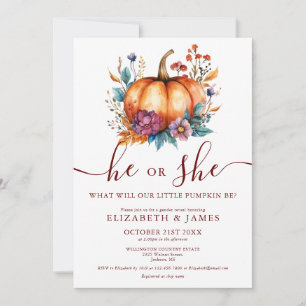 Invitación Revelación del sexo de la calabaza floral otoñal r