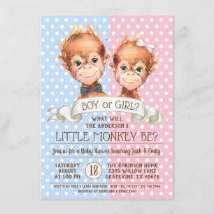 Invitación Revelación del sexo del adorable mono