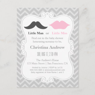 Invitación Revelación del sexo del bebé con bigote y labios g