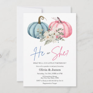 Invitación Revelación del sexo del bebé con calabaza de otoño