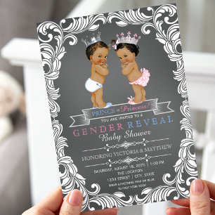 Invitación Revelación del sexo del bebé con temática de prínc