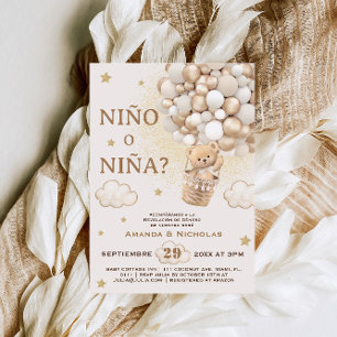 Invitación Revelación del sexo del bebé Nino o Nina Oso