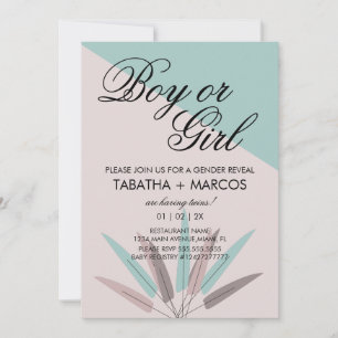 Invitación Revelación del sexo del bebé tribal de hoja bohemi