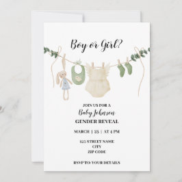 Invitación Revelación del sexo Neutral de Boho