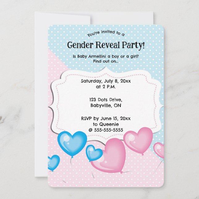 Invitación Revelación Editable de Género de Punto de Polka Ro (Anverso)
