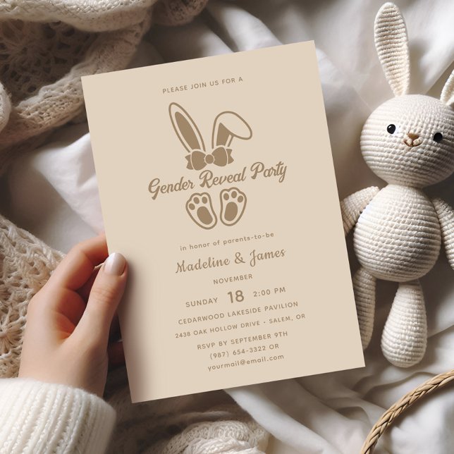 Invitación Revelación moderna de género beige claro para cone (Subido por el creador)