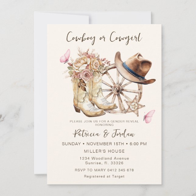 Invitación Revelación occidental de género de vacas o vacas (Anverso)