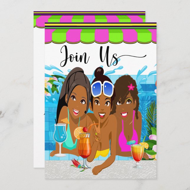 Invitación revisada a la fiesta en la piscina (Anverso / Reverso)