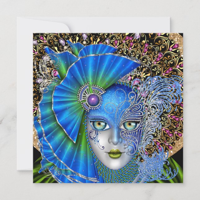 Invitación revisada al Mardi Gras de Masquerade (Anverso)