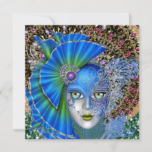 Invitación revisada al Mardi Gras de Masquerade (Anverso)