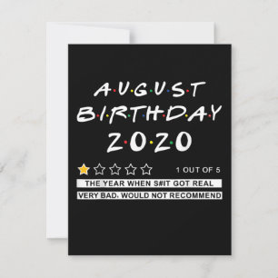 Invitación Revisión 2020 Cumpleaños de agosto Muy malo